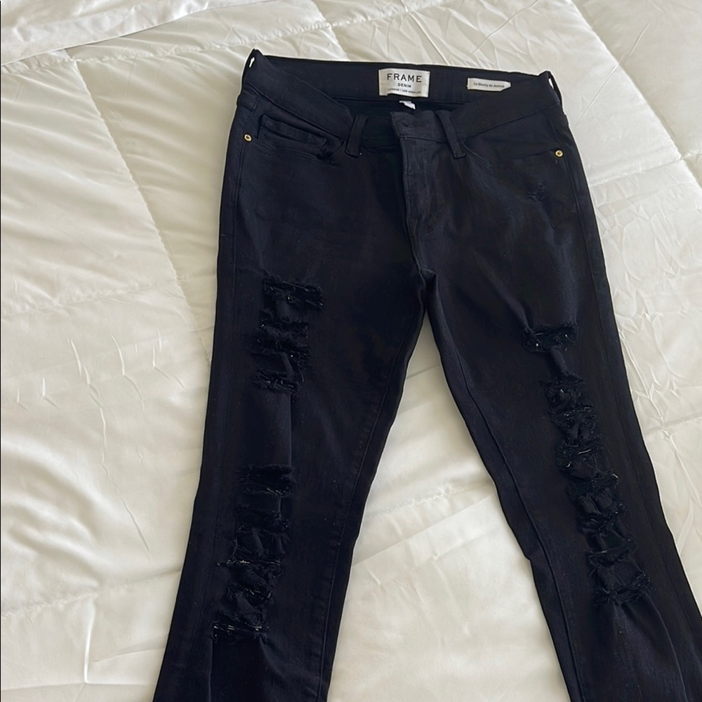 Frame Denim Women's Black Distressed Jeans